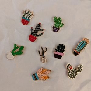 Cactus enamel pin set